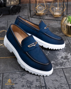 Mocasini de barbati casual, albastri, talpa inalta ultra-usoara – AD929 - immagine 4