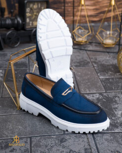 Mocasini de barbati casual, albastri, talpa inalta ultra-usoara – AD929 - immagine 5