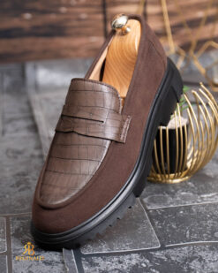 O perspectivă alternativă asupra modelului Mocasini de barbati casual, maro, talpa neagra inalta ultra-usoara – AD944