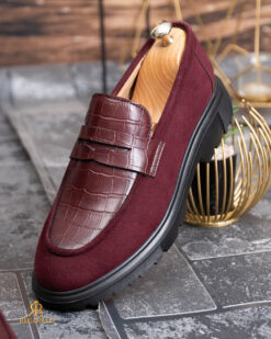 Mocasini de barbati casual, Bordeaux, talpa neagra inalta ultra-usoara – AD945 – Image 3