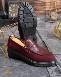 Mocasini de barbati casual, Bordeaux, talpa neagra inalta ultra-usoara – AD945 – Image 6