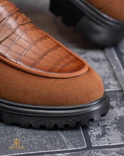 Mocasini de barbati casual, maro-coniac, talpa neagra inalta ultra-usoara – AD942 - immagine 7