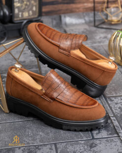 Mocasini de barbati casual, maro-coniac, talpa neagra inalta ultra-usoara – AD942 - immagine 6