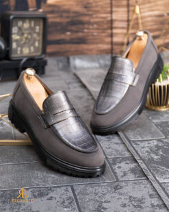 Mocasini de barbati casual, gri, talpa neagra inalta ultra-usoara – AD946 – Image 3