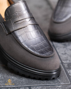 Mocasini de barbati casual, gri, talpa neagra inalta ultra-usoara – AD946 – Image 4