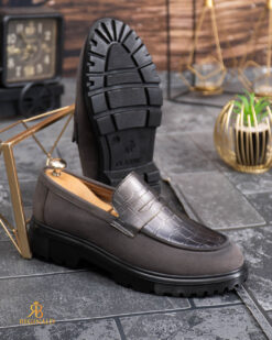 Mocasini de barbati casual, gri, talpa neagra inalta ultra-usoara – AD946 – Image 7