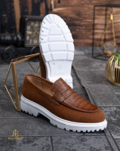 Mocasini de barbati casual, maro-coniac, talpa inalta ultra-usoara – AD947 - immagine 7