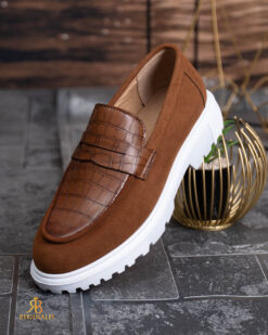 Mocasini de barbati casual, maro-coniac, talpa inalta ultra-usoara – AD947 - immagine 5