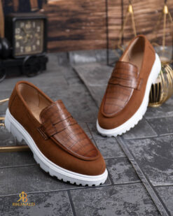 Mocasini de barbati casual, maro-coniac, talpa inalta ultra-usoara – AD947 - immagine 3