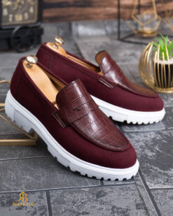 Mocasini de barbati casual, Bordeaux, talpa inalta ultra-usoara – AD948 - immagine 3