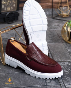 Mocasini de barbati casual, Bordeaux, talpa inalta ultra-usoara – AD948 - immagine 5
