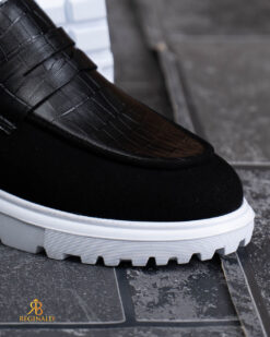 O perspectivă alternativă asupra modelului Mocasini de barbati casual, negri, talpa inalta ultra-usoara – AD949