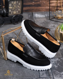 Mocasini de barbati casual, negri, talpa inalta ultra-usoara – AD949