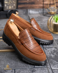 Mocasini de barbati casual, maro-coniac, talpa neagra inalta ultra-usoara – AD942 - immagine 5