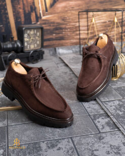 Mocasini de barbati casual, Maro cu siret, talpa inalta ultra-usoara – AD940 - immagine 4