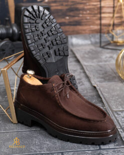 Mocasini de barbati casual, Maro cu siret, talpa inalta ultra-usoara – AD940 - immagine 5