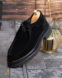 Mocasini de barbati casual, Negri cu siret, talpa inalta ultra-usoara – AD941 - immagine 5