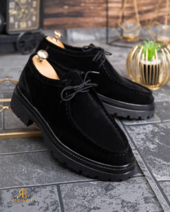 Mocasini de barbati casual, Negri cu siret, talpa inalta ultra-usoara – AD941 - immagine 4