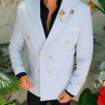 Men's blazer, double-breasted, light lilac, slim fit - SC1123