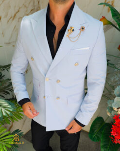 Sacou de bărbați, Double Breasted, Lila deschis, Slim Fit - SC1123