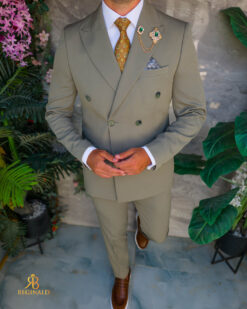 Costum bărbătesc, Verde- Olive, Sacou si Pantalon, Double Breasted- C5528