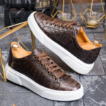 Sneaker de barbati, maro, din piele naturala croc- P2011