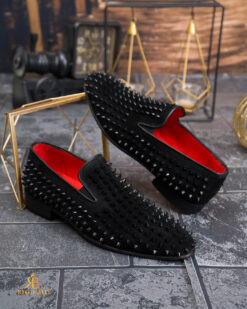 Reginald Premium natural suede loafer shoes with studs - P2026