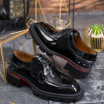 Pantofi cu siret Reginald Premium - 100% piele naturală lăcuită - P2021