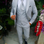 Light grey suit NAS/MIRE, Jacket, Waistcoat, Trousers, Tie - C5555