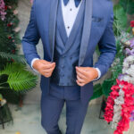 Navy blue Groom/Best Man suit, Jacket, Waistcoat, Trousers, Bow tie - C5557
