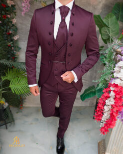 Costum bordeaux elegant MIRE/NAS, set: 4 piese - C5559