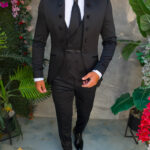Elegant black GROOM/BEST MAN suit, set: 4 pieces - C5561
