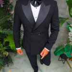 Elegant black suit for GROOM/BEST MAN, set: 4 pieces - C5564
