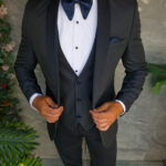Costum bleumarin închis, NAS/MIRE, 4 piese: Sacou,Vesta, Pantalon, Papion- C5552