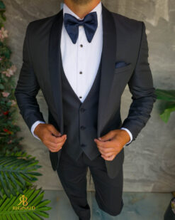 Costum bleumarin închis, NAS/MIRE, 4 piese: Sacou,Vesta, Pantalon, Papion- C5552