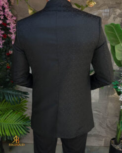 Costum negru NAS/MIRE, Sacou, Pantalon, Vesta, Cravata- C5546 - immagine 6