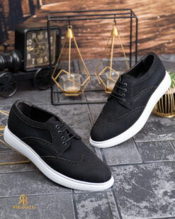 Mocasini de barbati casual, negri cu șiret, talpa inalta ultra-usoara – AD958