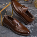 Mocassins Reginald, marron, en cuir naturel 100% - P2055