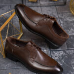 Chaussures pour homme, marron, en cuir naturel - P2056