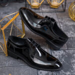 Men's shoes, black, patent, genuine leather - P2057