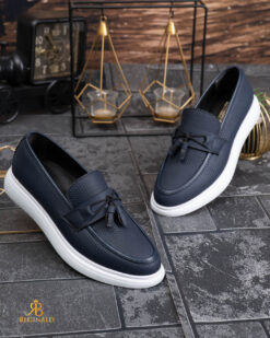 O perspectivă alternativă asupra modelului Mocasini de barbati casual, albastri închis, talpa inalta ultra-usoara – AD959