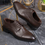 Chaussures pour homme, marron, en cuir naturel - P2058