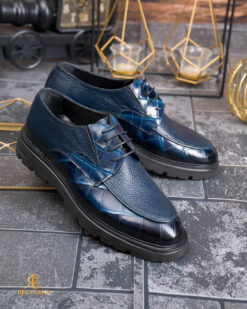O perspectivă alternativă asupra modelului Pantofi de barbati, Albaștri cu model croc, din piele naturala- P2064
