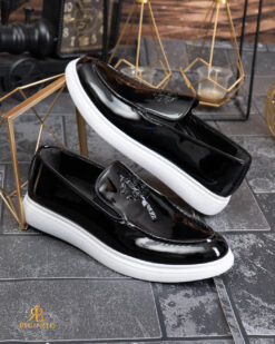 Mocasini de barbati casual, negri- lacuiti, talpa inalta ultra-usoara – AD962