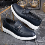 Mocasines informales para hombre, azul oscuro, suela alta ultraligera – AD963