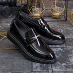 Men's casual black patent loafers, ultra-lightweight chunky sole – AD964