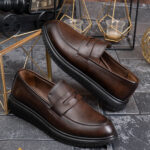 Mocassini casual da uomo, marroni, suola alta ultraleggera – AD965