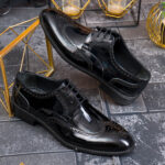 Chaussures pour homme, noires, vernies, en cuir naturel - P2065