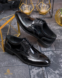 Pantofi de barbati, negru, lacuiti, din piele naturala- P2065
