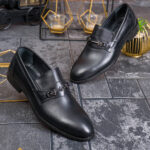 Scarpe mocassini Reginald, nere, in pelle naturale 100% - P2066